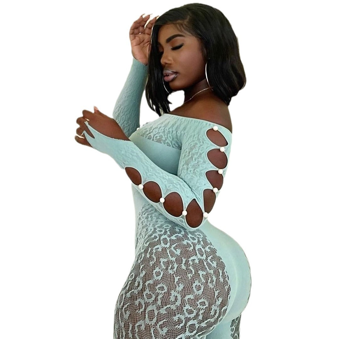 Pearl Cut-Out Lace Jumpsuit Lingerie | Sexy Full Bodysuit