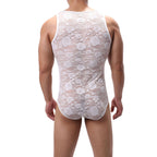 Men’s Floral Lace Bodysuit – Lightweight Sheer One-Piece