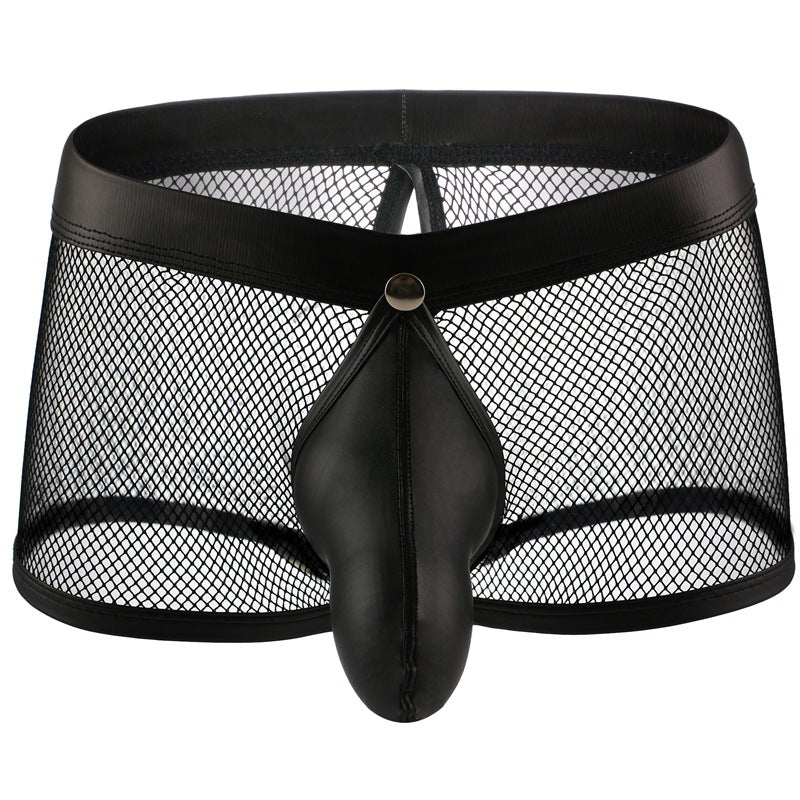 Men’s Mesh Boxer with Faux Leather Pouch – Bold Style Underwear