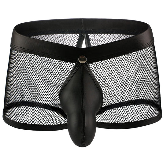 Men’s Mesh Boxer with Faux Leather Pouch – Bold Style Underwear