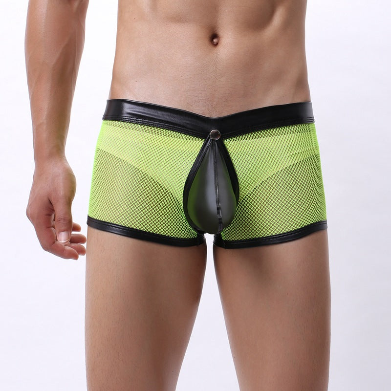 Men’s Mesh Boxer with Faux Leather Pouch – Bold Style Underwear