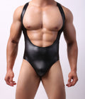 Men’s Black Stretch Bodysuit – Glossy Performance Leotard