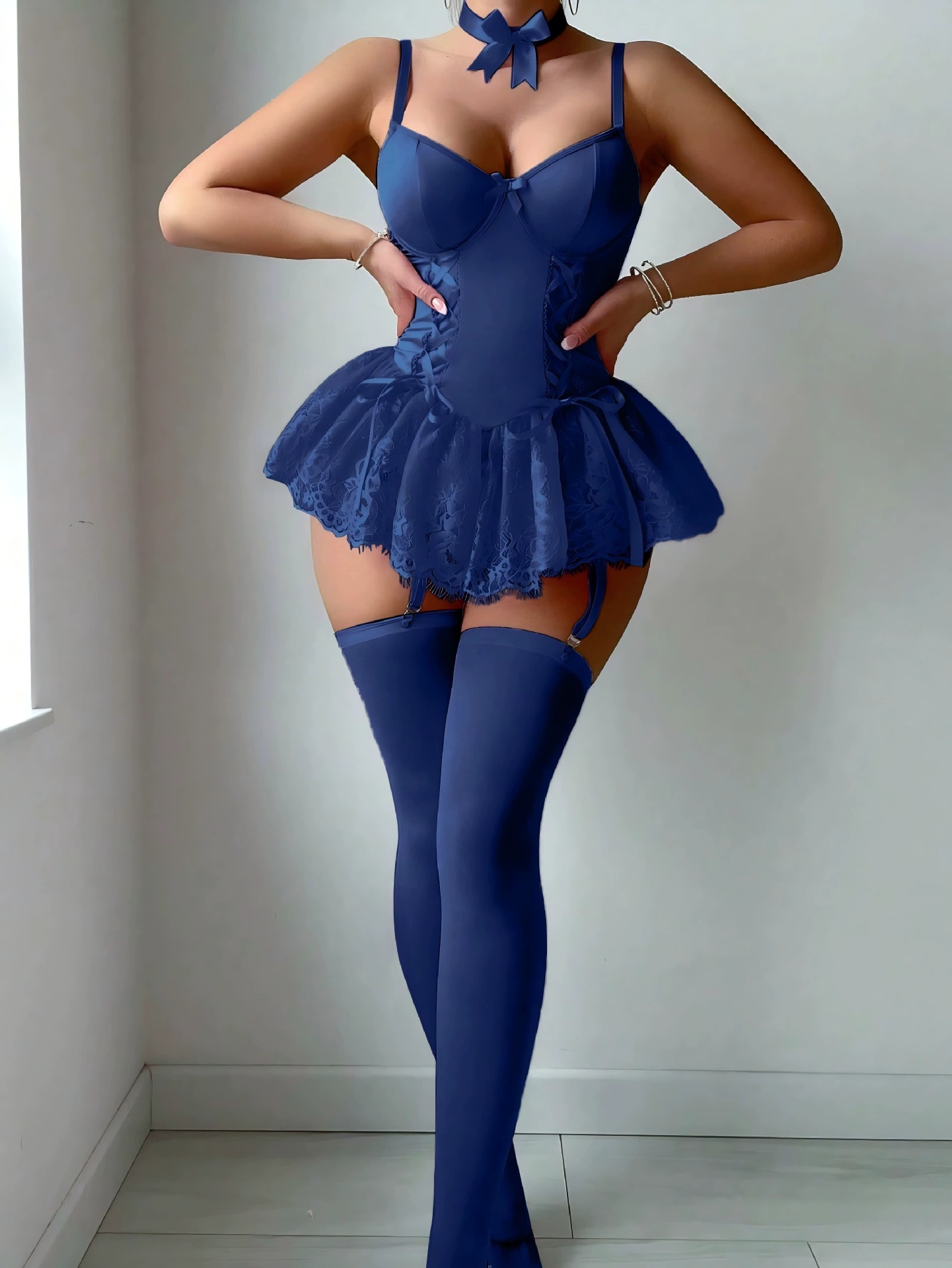 Pink Lace Corset Lingerie Dress – Sexy Babydoll Outfit