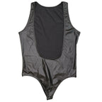 Men’s Black Stretch Bodysuit – Glossy Performance Leotard