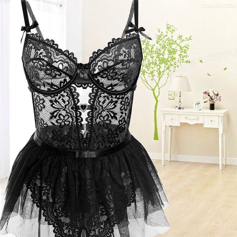 Black&Red Lace Lingerie Bodysuit – Sexy See Through Teddy