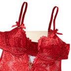 Black&Red Lace Lingerie Bodysuit – Sexy See Through Teddy