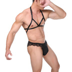 Men’s Strappy Lace Harness Lingerie Set