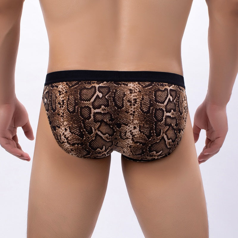 Men’s Animal Print Seamless Mesh Briefs – Leopard & Snake
