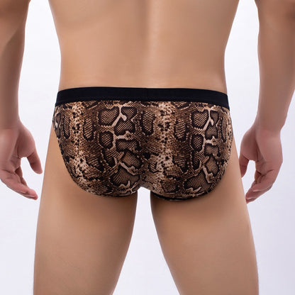 Men’s Animal Print Seamless Mesh Briefs – Leopard & Snake