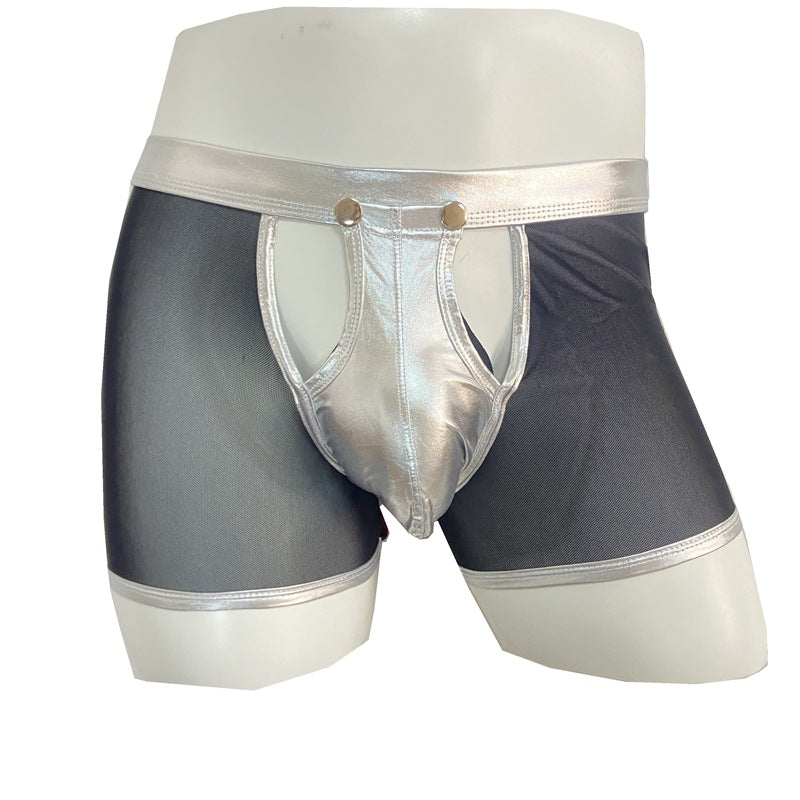 Men’s Mesh Panel Boxer Briefs – Glossy Front Design