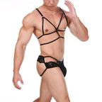 Men’s Lace Harness Lingerie Set – Strappy Top & Lace Briefs
