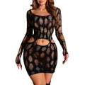 Black Cut-Out Mesh Lingerie Dress | Sexy Bodycon Style