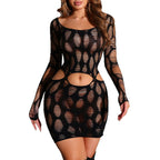 Black Cut-Out Mesh Lingerie Dress | Sexy Bodycon Style