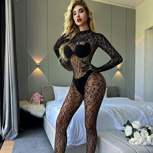 Full Lace See-Through Bodystocking | Elegant Long Sleeve Lingerie