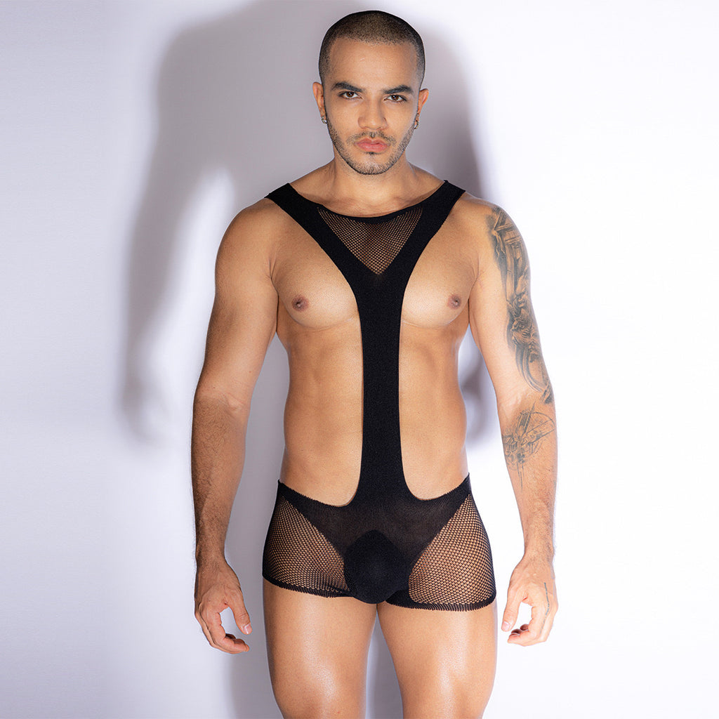 Men’s Mesh Bodysuit Lingerie – Sexy See-Through One-Piece
