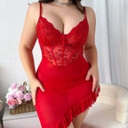 Plus Size Lace Lingerie Dress – Sexy Curve Hugging Sleepwear