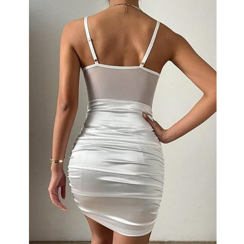 Elegant Lace Corset Mini Dress – Sexy Ruched Bodycon Outfit