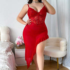 Plus Size Lace Lingerie Dress – Sexy Curve Hugging Sleepwear