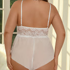 Plus Size White Lace Romper Lingerie – Sexy Sleepwear