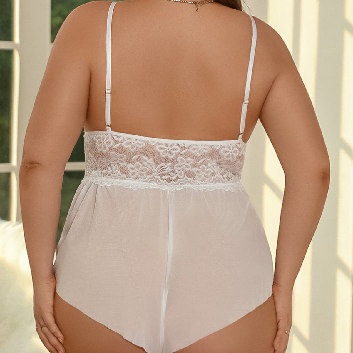 Plus Size White Lace Romper Lingerie – Sexy Sleepwear