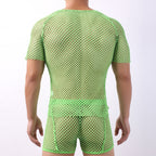 Men’s Fishnet Mesh Set – Sexy See-Through Top & Shorts
