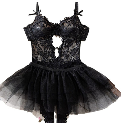 Black&Red Lace Lingerie Bodysuit – Sexy See Through Teddy