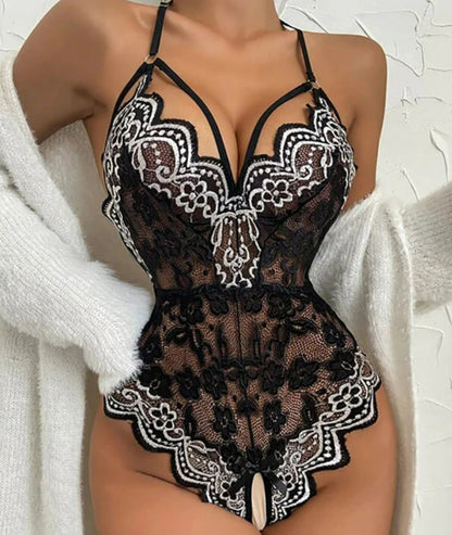 Elegant Floral Lace Bodysuit – Sexy Women Lingerie Teddy