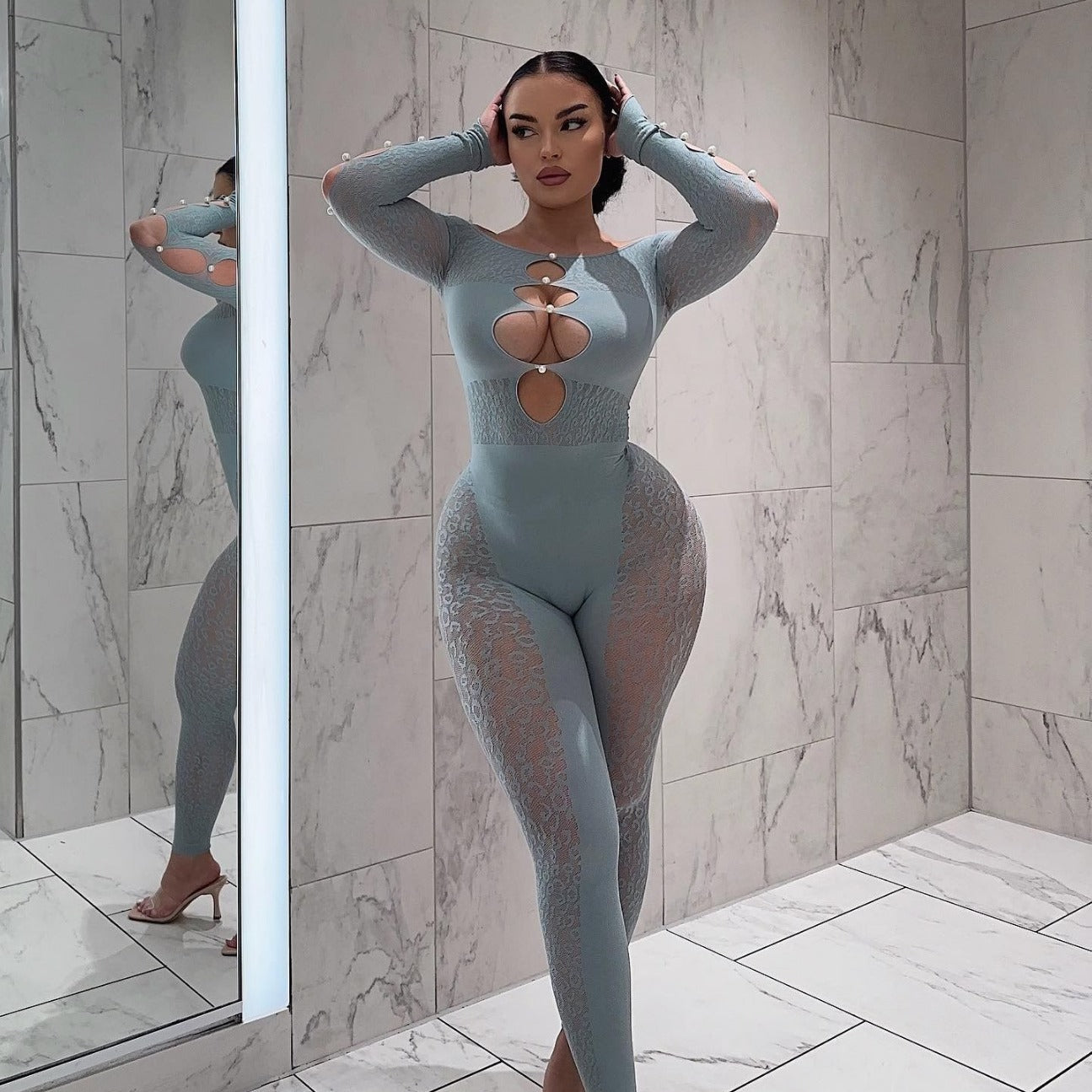 Pearl Cut-Out Lace Jumpsuit Lingerie | Sexy Full Bodysuit