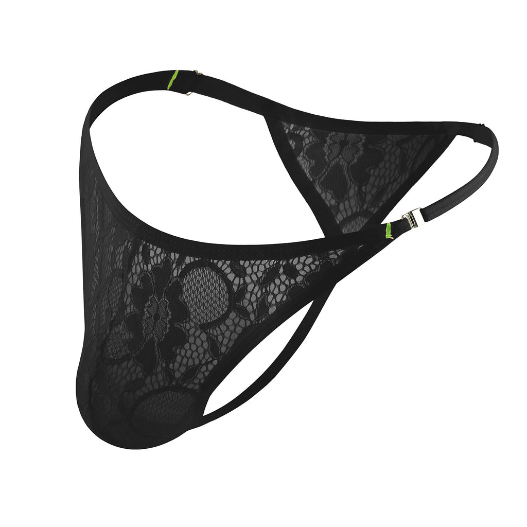 Men’s Lace Thong Underwear – Sexy Low-Rise Sheer Lingerie for Men