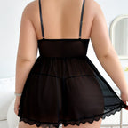 Plus Size Lace Corset Babydoll – Sexy Sheer Sleepwear for Women