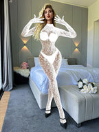 Full Lace See-Through Bodystocking | Elegant Long Sleeve Lingerie