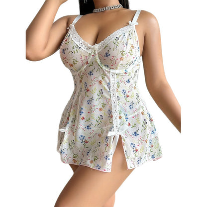 Floral Lace Babydoll Lingerie – Romantic White Sleepwear