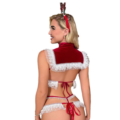 Sexy Christmas Lingerie Set – Red Velvet Santa Outfit