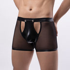 Men’s Mesh Panel Boxer Briefs – Glossy Front Design