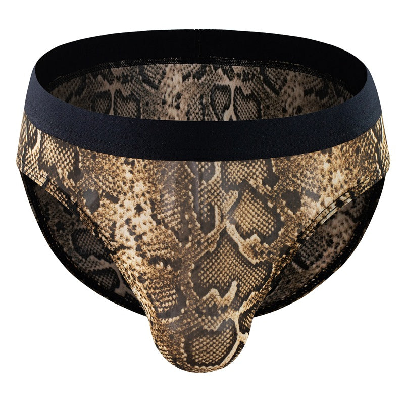 Men’s Animal Print Seamless Mesh Briefs – Leopard & Snake