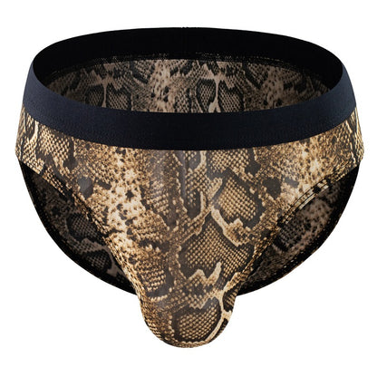 Men’s Animal Print Seamless Mesh Briefs – Leopard & Snake
